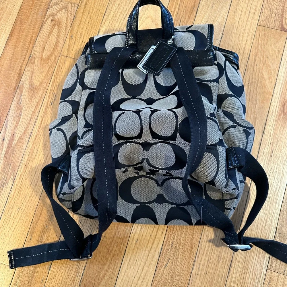 Coach Gray and Black Signature Backpack - Picture 3 of 6
